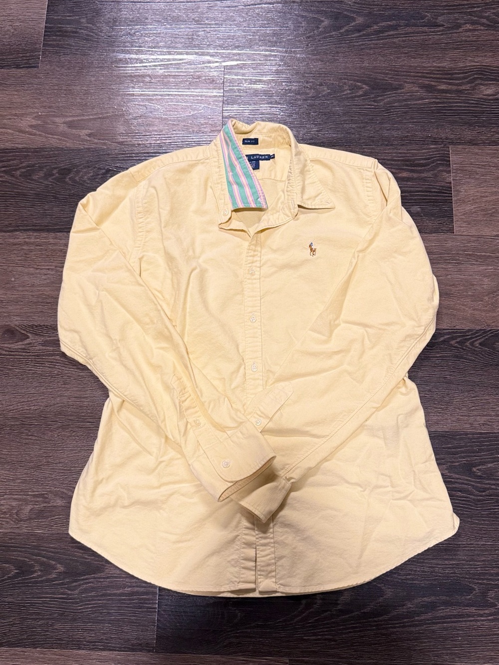 Ralph Lauren slim fit cotton oxford shirt in yellow size 14
